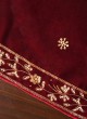 Maroon Groom Wear Dupatta In Velvet Fabric